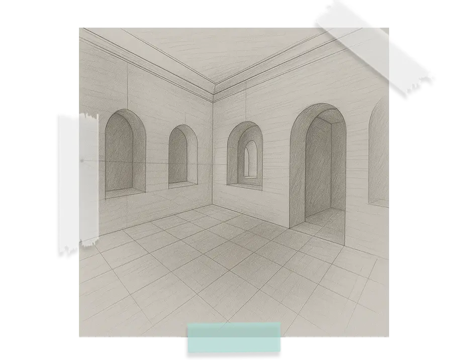 Perspective intérieure — illustration pédagogique